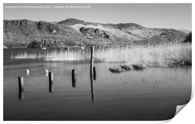 Derwent Water Lake District Black and White Print by Pearl Bucknall