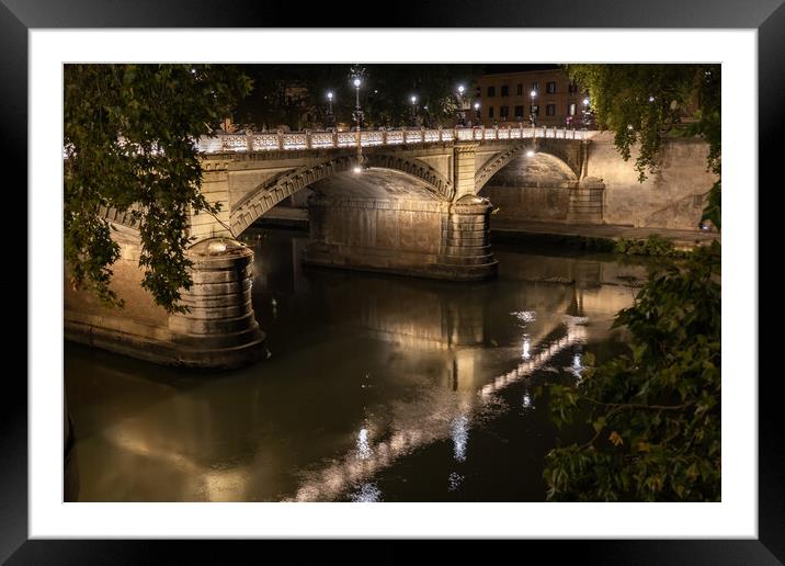 Ponte Giuseppe Mazzini At Night In Rome Framed Mounted Print by Artur Bogacki