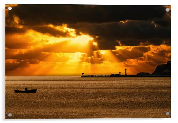 Dramatic Whitby Sunrise Acrylic by Darren Ball