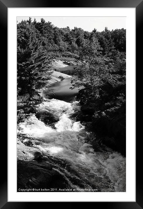 Black and White Waterfall Framed Mounted Print by kurt bolton