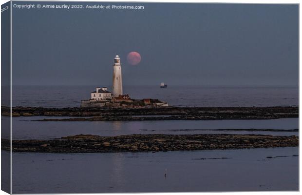 Moon Rising Over St Mary's Canvas Print by Aimie Burley