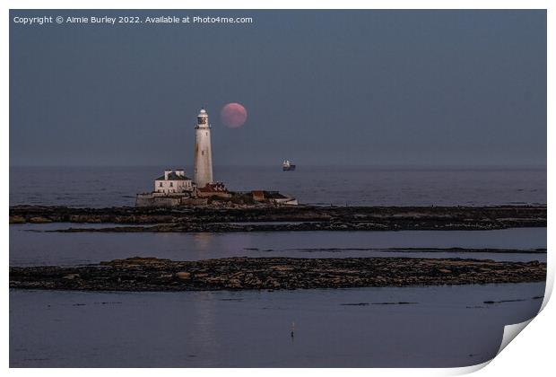 Moon Rising Over St Mary's Print by Aimie Burley