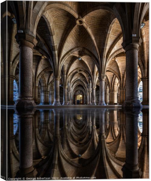 Reflections of Glasgow Universtity Cloisters Canvas Print by George Robertson