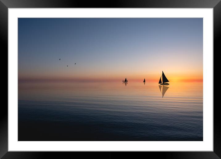 Sunset Sailing Framed Mounted Print by Mark Jones