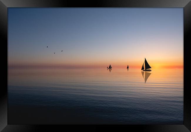Sunset Sailing Framed Print by Mark Jones