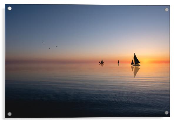 Sunset Sailing Acrylic by Mark Jones