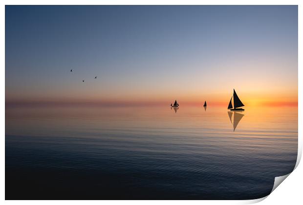 Sunset Sailing Print by Mark Jones