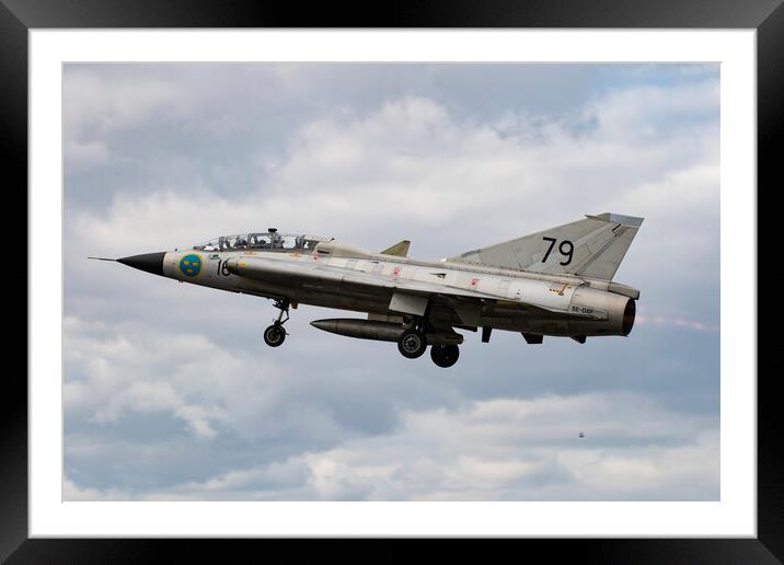 Saab 35 Draken Framed Mounted Print by J Biggadike