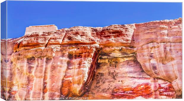 Red Rock Formation Royal Tombs Petra Jordan Canvas Print by William Perry