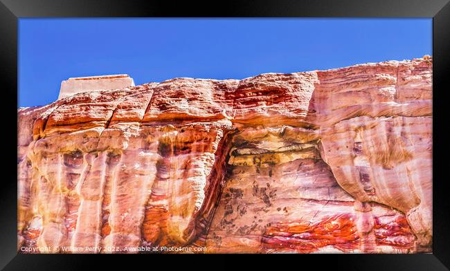 Red Rock Formation Royal Tombs Petra Jordan Framed Print by William Perry