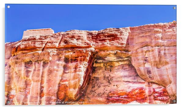 Red Rock Formation Royal Tombs Petra Jordan Acrylic by William Perry
