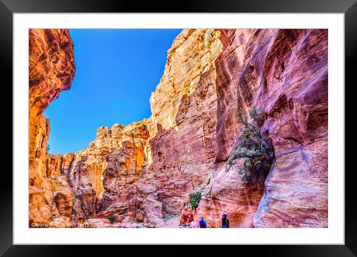 Outer Siq Canyon Hiking Entrance Petra Jordan  Framed Mounted Print by William Perry