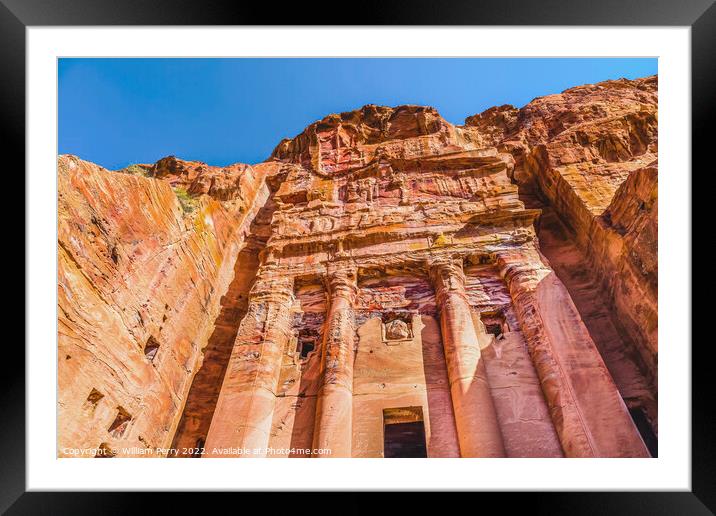 Royal Rock Tomb Arch Petra Jordan  Framed Mounted Print by William Perry