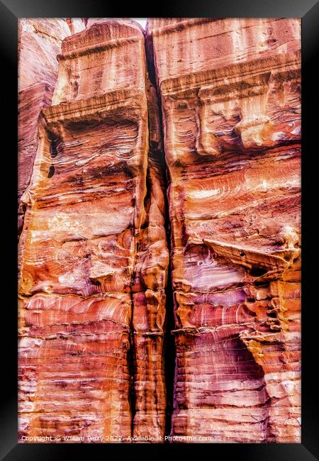 Rose Red Rock Tomb Street of Facades Petra Jordan  Framed Print by William Perry