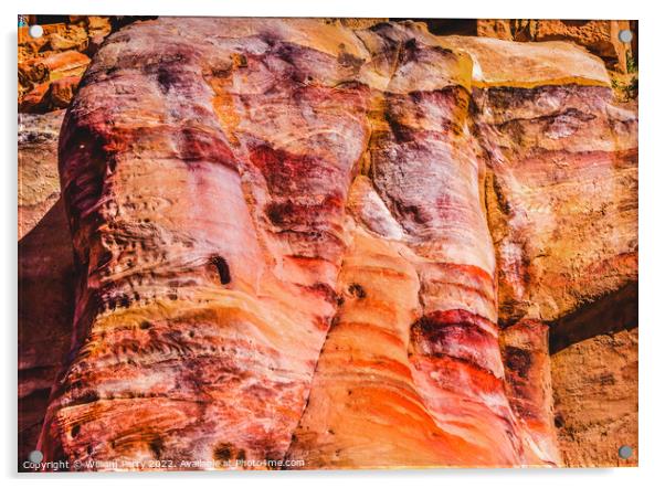 Red Yellow Rocks Patterns Petra Jordan Acrylic by William Perry