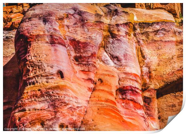 Red Yellow Rocks Patterns Petra Jordan Print by William Perry
