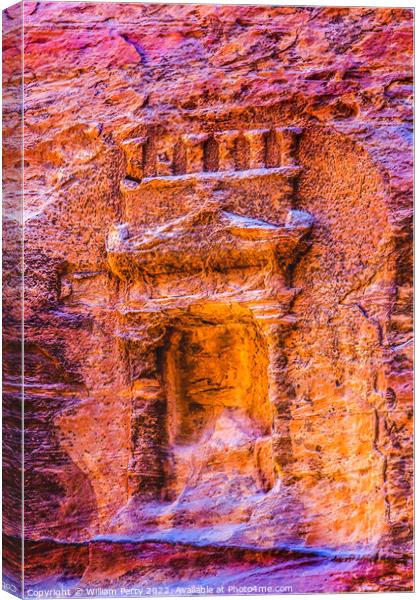 Small Rose Red Rock Tomb Outer Siq Petra Jordan  Canvas Print by William Perry