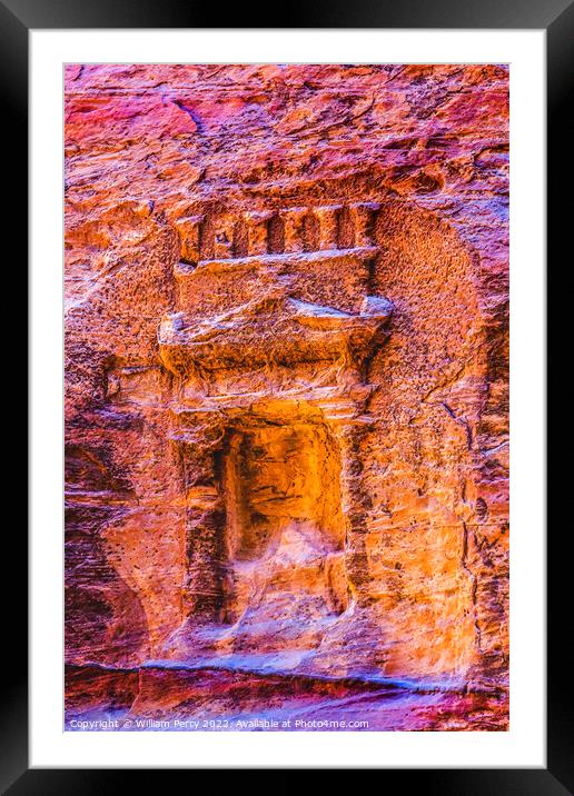 Small Rose Red Rock Tomb Outer Siq Petra Jordan  Framed Mounted Print by William Perry