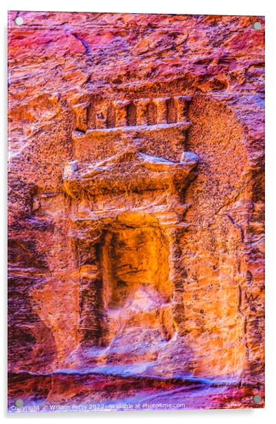 Small Rose Red Rock Tomb Outer Siq Petra Jordan  Acrylic by William Perry