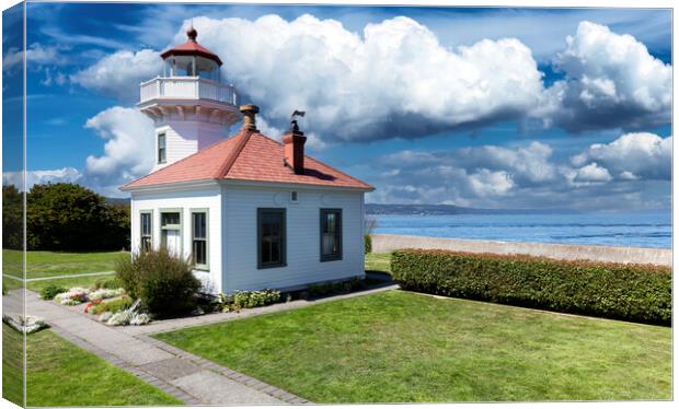 Mukilteo lighthouse in Washington state during bright summer day Canvas Print by Thomas Baker