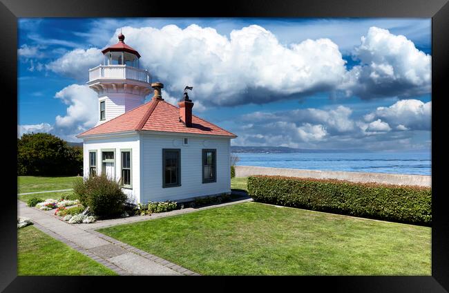 Mukilteo lighthouse in Washington state during bright summer day Framed Print by Thomas Baker