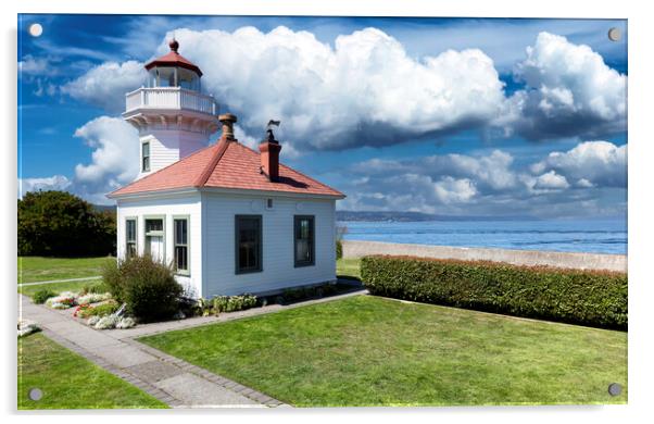 Mukilteo lighthouse in Washington state during bright summer day Acrylic by Thomas Baker