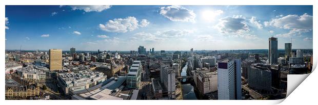 Panoramic aerial view over the city of Manchester Print by Erik Lattwein