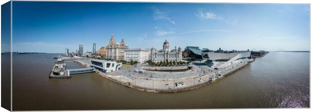 Paniramic view over the city of Liverpool and Mersey River Canvas Print by Erik Lattwein