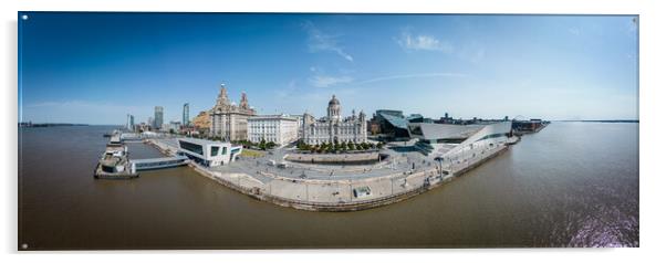 Paniramic view over the city of Liverpool and Mersey River Acrylic by Erik Lattwein