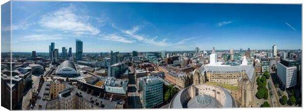 Panoramic aerial view over the city center of Manchester Canvas Print by Erik Lattwein