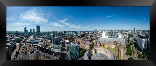 Panoramic aerial view over the city center of Manchester Framed Print by Erik Lattwein