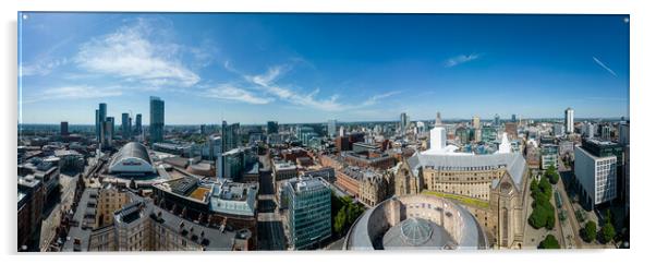 Panoramic aerial view over the city center of Manchester Acrylic by Erik Lattwein