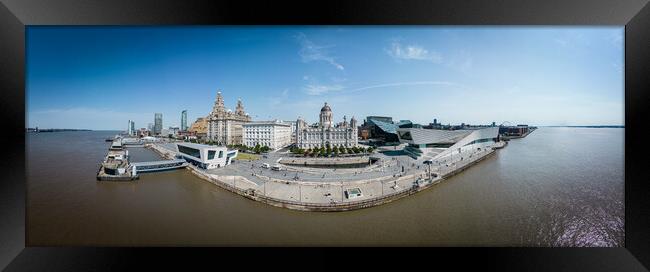 Paniramic view over the city of Liverpool and Mersey River Framed Print by Erik Lattwein
