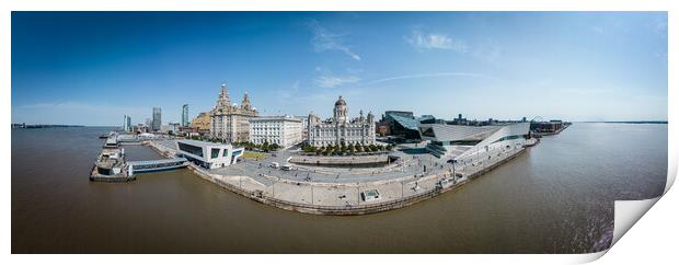 Paniramic view over the city of Liverpool and Mersey River Print by Erik Lattwein