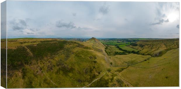 Panoramic aerial view over Peak District National Park at Chrome Hill Canvas Print by Erik Lattwein
