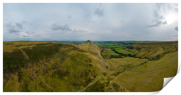 Panoramic aerial view over Peak District National Park at Chrome Hill Print by Erik Lattwein