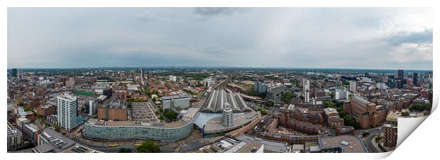 Panoramic aerial view over Manchester and Piccadilly station Print by Erik Lattwein