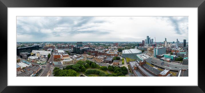 Panoramic aerial view over the University of Manchester Framed Mounted Print by Erik Lattwein