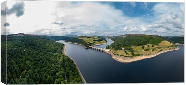 Panoramic aerial view over Ladybower Reservoir in the Peak District Canvas Print by Erik Lattwein