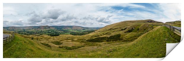 Panoramic view over the beautiful landscape of Peak District National Park Print by Erik Lattwein