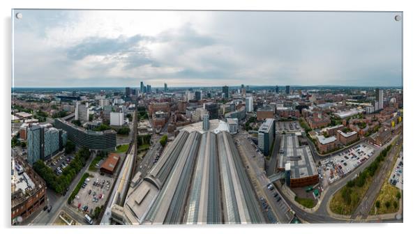 Panoramic aerial view over Manchester and Piccadilly station Acrylic by Erik Lattwein