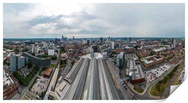 Panoramic aerial view over Manchester and Piccadilly station Print by Erik Lattwein