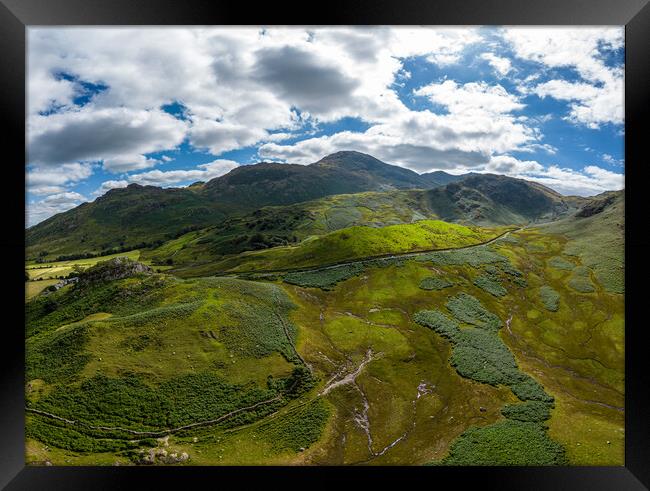 Aerial view over the beautiful Lake District National Park Framed Print by Erik Lattwein