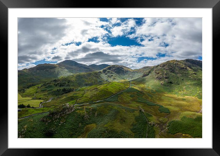 The amazing landcape of the Lake District National Park - aerial view from above Framed Mounted Print by Erik Lattwein