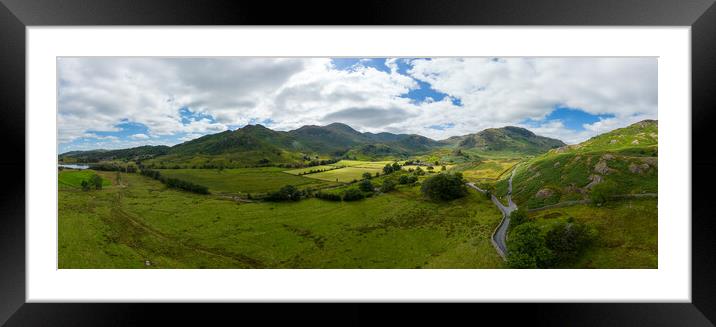 The amazing landcape of the Lake District National Park - aerial view from above Framed Mounted Print by Erik Lattwein