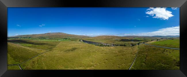 Ribblehead Viaduct in the Yorkshire Dales National park - panoramic aerial view Framed Print by Erik Lattwein