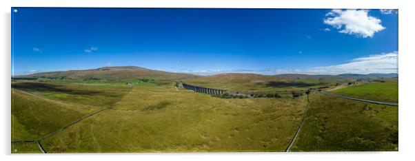 Ribblehead Viaduct in the Yorkshire Dales National park - panoramic aerial view Acrylic by Erik Lattwein