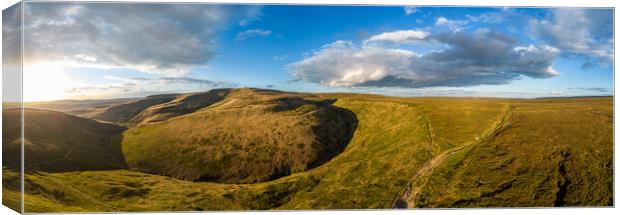 Wonderful panoramic view over the landscape of Peak District at Snake Pass Canvas Print by Erik Lattwein