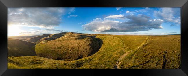 Wonderful panoramic view over the landscape of Peak District at Snake Pass Framed Print by Erik Lattwein