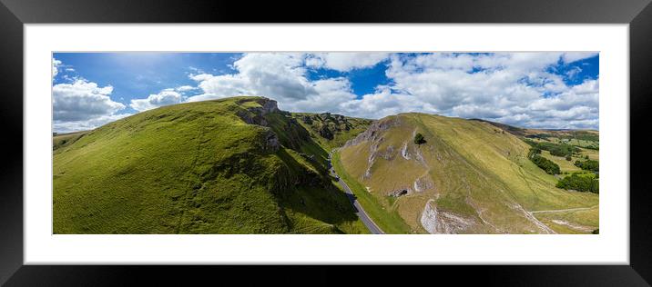 Aerial view over Winnats Pass in the Peak District Framed Mounted Print by Erik Lattwein